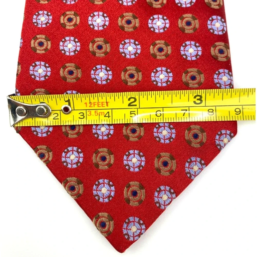 IKE BEHAR New York Red Tie 100% Imported Silk Hand Tailored Woven Mens Necktie